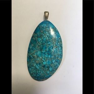Blue Jasper Pendant With Sterling Silver Bail.